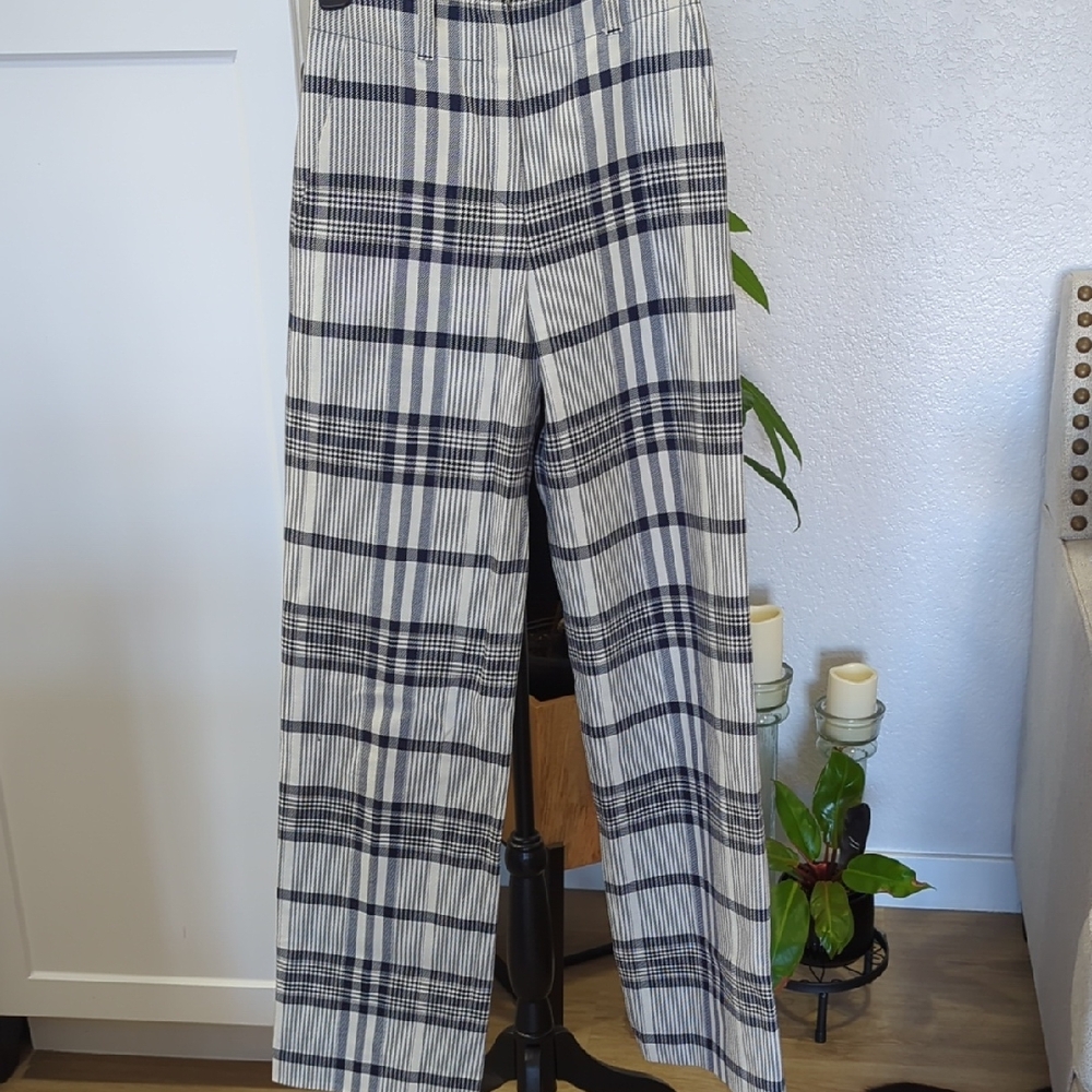 HUGO Hulana Navy and White Plaid Pants